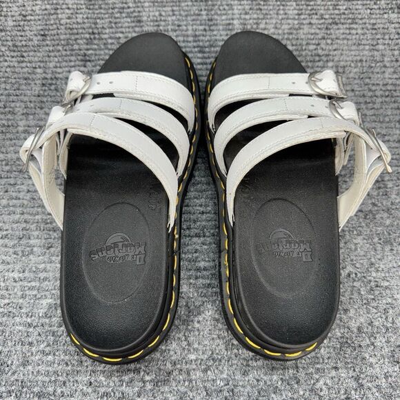 Dr Martens Blaire Slides Size 7 White Leather Hydro Ziggy Sole Platform Sandals - Picture 4 of 8